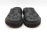 Gucci Perforated Gg Black Rubber Slip-on Sandals Size Us 7 Men's Fw1125lzxdu