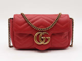 Gucci Super Mini Marmont Bag In Hibiscus Red Matelassé Leather Fw0526oordu