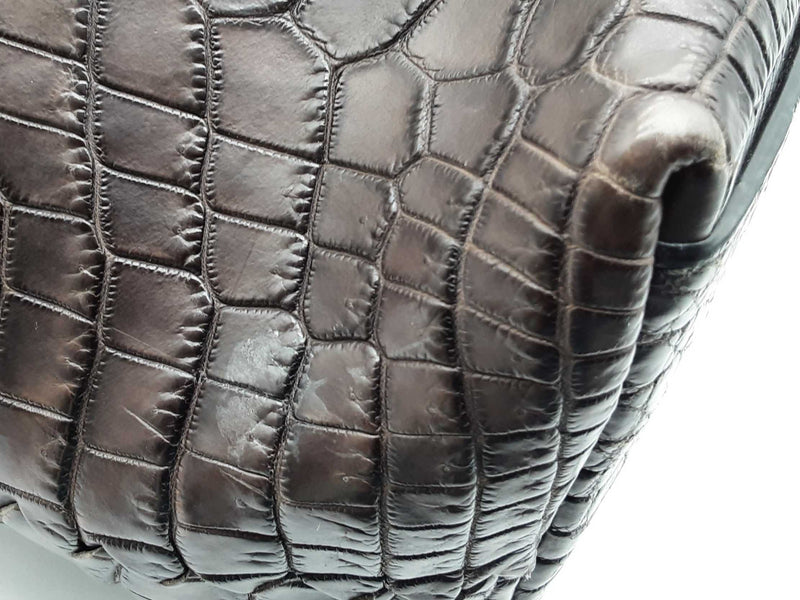 Bottega Veneta Dark Brown Matte Crocodile Leather Large Tote Bag Do0525rxzde