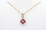 Ruby & Diamond Pendant In 14k & 10k Yellow Gold Chain 2.9g 15.5 Inch Eb1224prdu