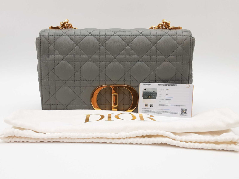 Christian Dior Medium Dior Caro Bag Stone Gray Cannage Calfskin Sd0825lrzxde