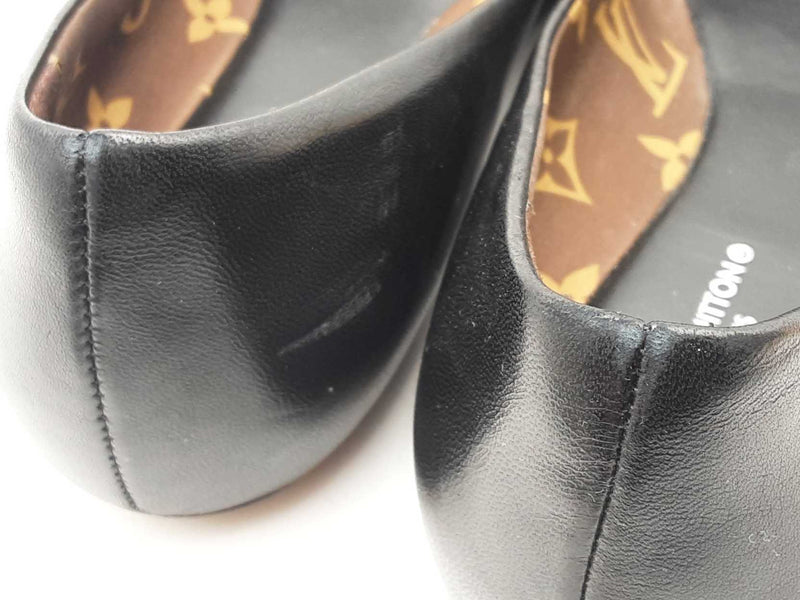 Louis Vuitton Popi Black Leather Ballet Flats Size 38.5 Eb1125lxzsa