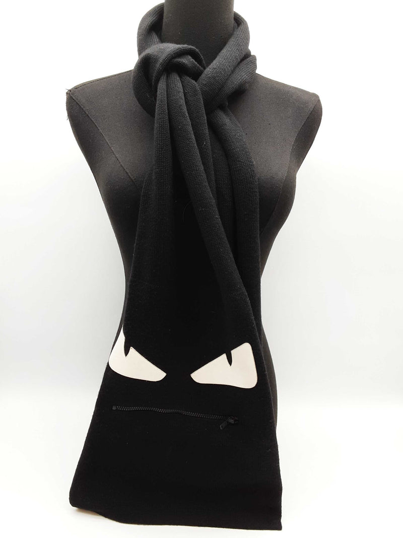 Fendi Monster Black Wool Scarf Do1025oxzde
