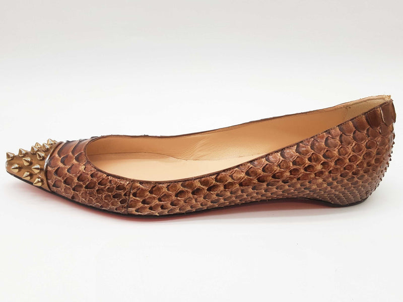 Christian Louboutin Brown Snakeskin Flats Size Eu 38.5 Do0525rxde