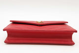 Yves Saint Laurent Quilted Chevron Red Leather Envelope Chain Wallet Eb1026wrxde