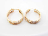 18k Yellow Gold Greek Key Hoop Earrings 5.4 Grams Fw0826perdu