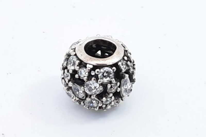 Pandora Sterling Silver Sparkling Round Openwork Bead Charm 2.5 Grams Eb0924rdu