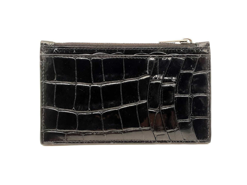 Balenciaga Crocodile-embossed Hourglass Zip Card Wallet Fw1224lrxsa