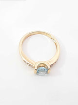 Blue Topaz & Cubic Zirconia Ring In 14k Yellow Gold. 3.8 Grams Size 8 Fw0126oxdu