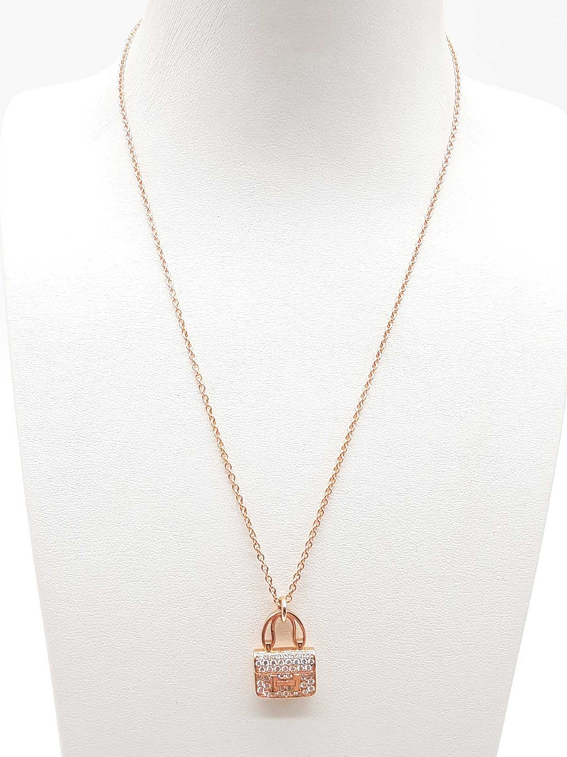 Hermes 18k Rose Gold Diamond Amulette Constance Necklace 16 In Do0823rixzde