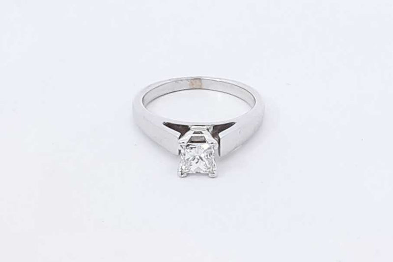 0.42ctw Princess Cut Diamond Ring 14k White Gold 3.4 Grams Size 4.5 Eb0925rerdu