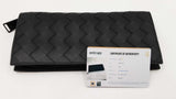 Bottega Veneta Intrecciato Black Leather Long Wallet Sd1225lizdu
