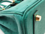 Hermes Birkin 25cm Vert Verone Green Ostrich Leather Gold Handbag Do0626ooxzxde