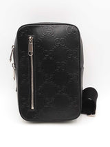 Gucci Embossed Black Leather Sling Bag Eb0326prxsa