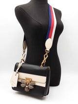 Gucci Queen Margaret Small Shoulder Bag In Black & Ivory Leather Fw0626orzdu