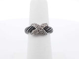 David Yurman Sterling Silver 18k & Diamond Cable Ring 6.6g Size 5.75 Fw0625loxdu
