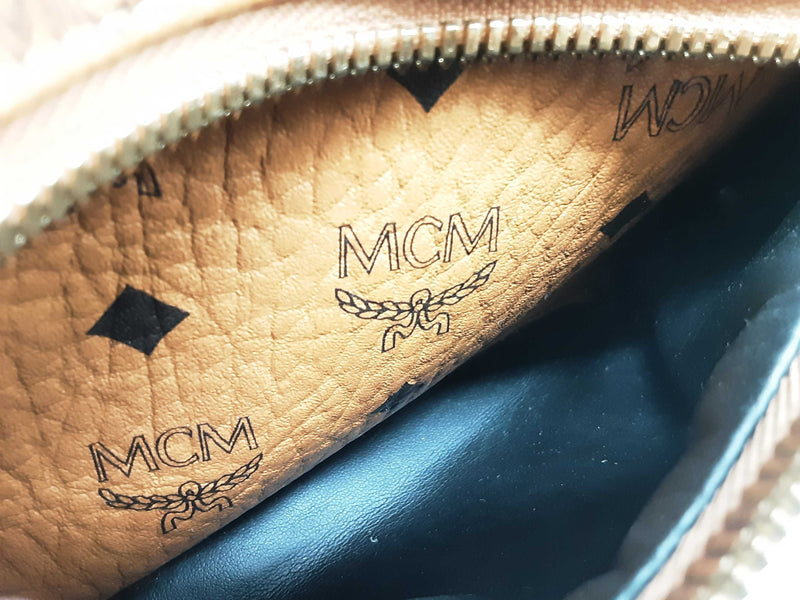 Mcm Stark Cognac Tan Visetos Coated Canvas Side Studded Backpack Do0825lexde