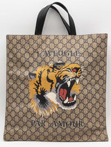 Gucci Coated Canvas Tiger Tote Beige Aa0526pwzsa