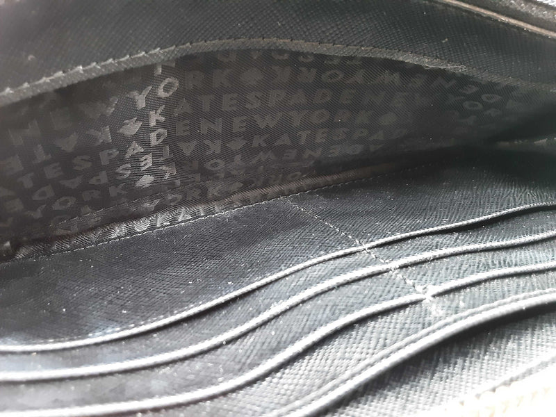 Kate Spade Hazel Court Bow Lacey Black Gray Continental Wallet Do0825pxde