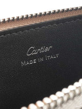Cartier Panther Motif Tri Pouch Wallet In Gray Leather Fw1225lczdu