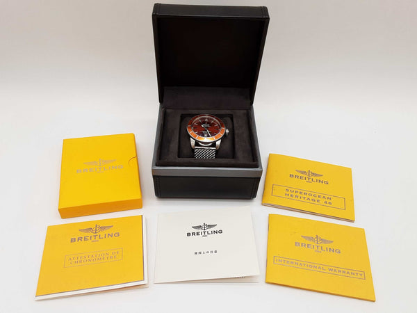 Breitling 46 Superocean Hertiage Orange Dial Bezel Steel Watch Do0825oxzxde