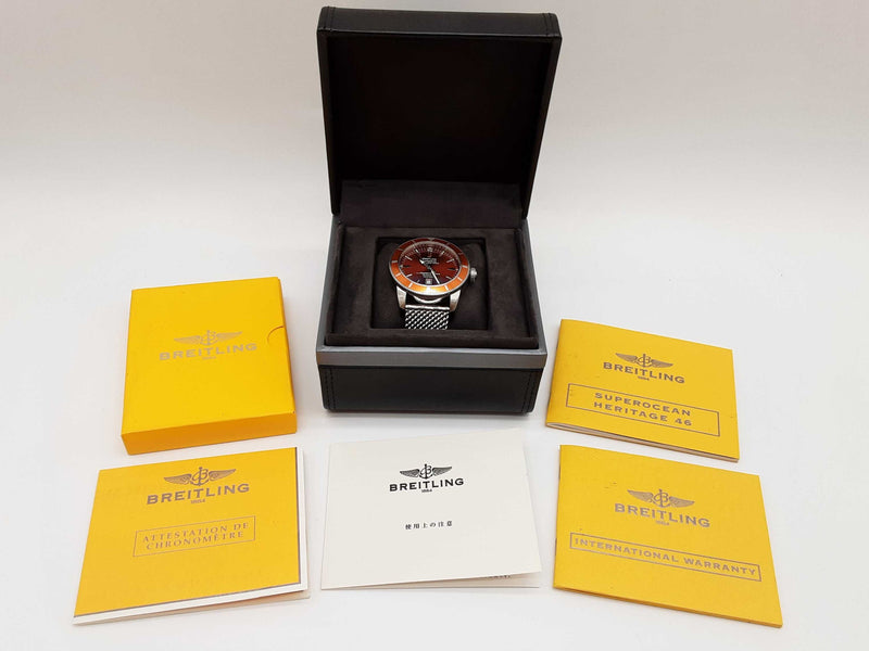 Breitling 46 Superocean Hertiage Orange Dial Bezel Steel Watch Do0825oxzxde