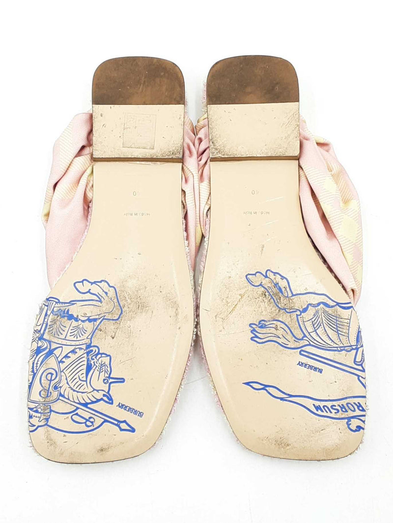Burberry Sandals In Cameo Check Terry & Leather Size Eu 40 Us 9.5 Fw0825izdu