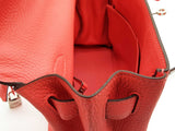 Hermes Kelly 28 Rose Texas Red Clemence Palladium Handbag Do0226lloxzde