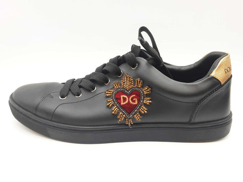 Dolce & Gabbana Dg Sacred Heart Black Leather Shoes Size Uk 10 Do0925lxzde
