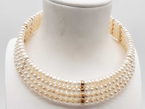 14k Yellow Gold Pearl 5.2g Choker Necklace 14 In Do1224pxzde