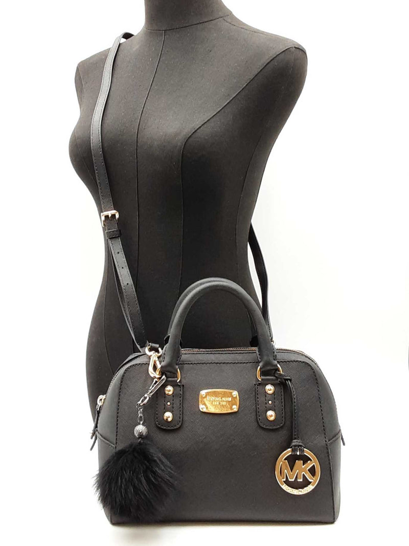 Michael Kors Jet Set Travel Dome Satchel In Black Saffiano Leather Fw0525wxdu