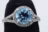 Light Blue Gemstone & Diamond Ring In 14k White Gold 2.7g Size 3.75 Eb0426oixsa