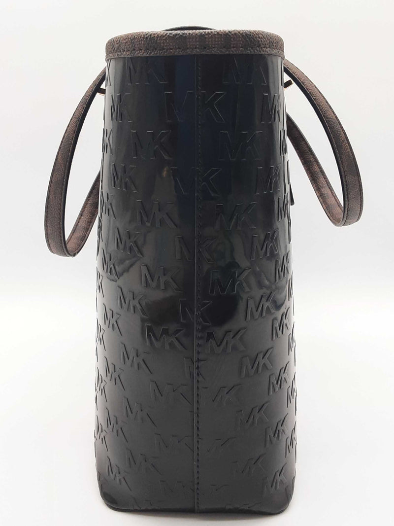Michael Kor Brown Logo Patent Leather Tote Bag Do0825rxde