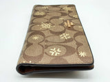 Coach Snow Brown Signature Coated Canvas Thin Snap Wallet Do0125lxde