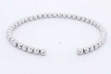 14k White Gold Moon Cut Ball Bead Cuff Bracelet 5.9 Grams Eb1024ocrsa