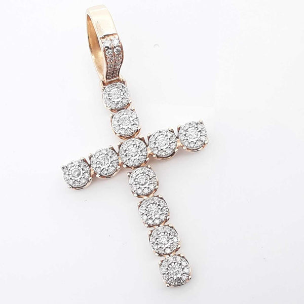 10k Yellow Gold Diamond Halo Cross Pendant 2.25 In 16.3g 3.4cttw Lh0724lzxzde