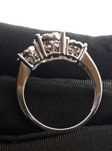 0.55 Cttw Diamond & 14k White Gold Three Stone Halo Ring 3.5g Size 7 Fw0926wordu