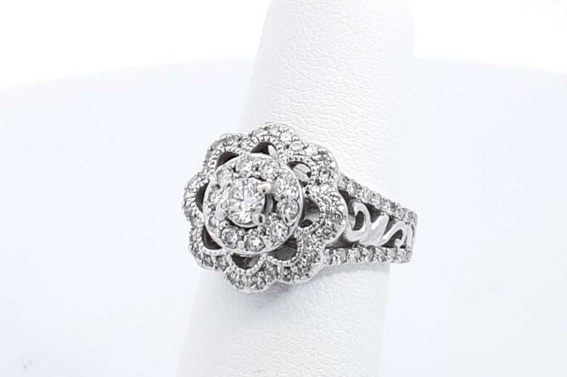 Aprox. 1.02ctw Diamond Ring In 14k White Gold 5.4 Grams Size 5 Eb0924ocrdu