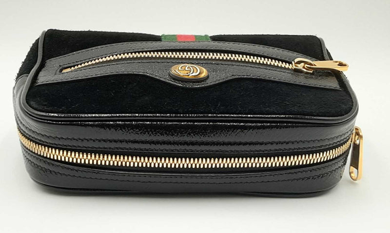 Gucci Black Suede Patent Web Ophidia Belt Bag Eb0424rrxdu