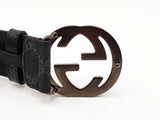 Gucci Interlocking G Buckle & Black Gg Supreme Coated Canvas Belt Fw0725ozxdu