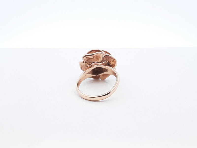 0.48 Ct Diamond & 10k Yellow Gold Rose Ring 5.5 Grams Size 4.5 Fw0925pordu