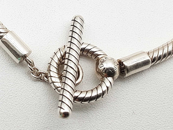 Pandora Moments 0.925 Sterling Silver 12.1g T Bar Bracelet 6 In Do0425prde