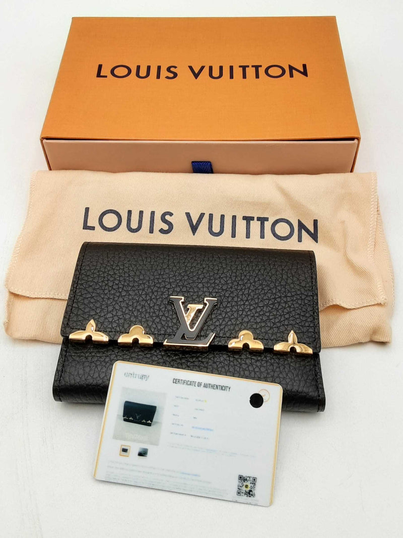 Louis Vuitton Capucines Compact Taurillon Black Leather Wallet Eb0225pxzsa