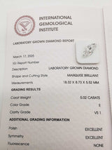 5.02 Carats Marquise Brillant Cut Lab Grown Diamond Do0726lxzxde