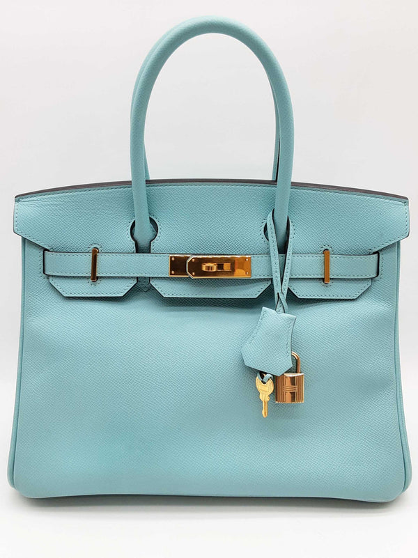 Hermes Birkin 30 Bleu Atoll Blue Epsom Gold Hardware Handbag Do0825irxzde