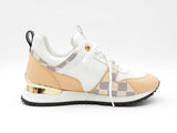 Louis Vuitton Run Away Sneakers In Damier Azur Canvas & Leather Sz 7 Fw0626lrzdu