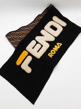 Fendi Roma Black Wool Blend Scarf Do1025oxzde