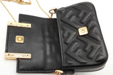 Fendi Ff Embossed Black Leather Nano Baguette Charm Bag Eb1125wxzde