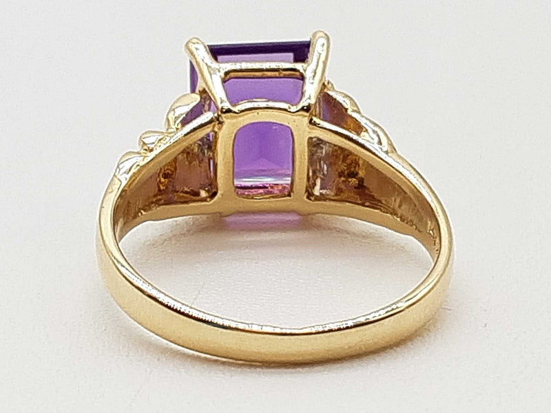 Emerald Cut Amethyst 14k Yellow Gold 4.2g Ring Size 6.5 Do0825oxzde