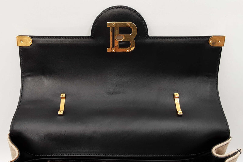 Balmain B-buzz Tote Bag In Canvas & Leather Fw0925pzxdu